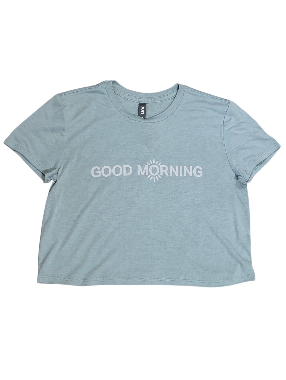 Vuori Dusty Blue "Good Morning" crop tee Size XS - Picture 2 of 4